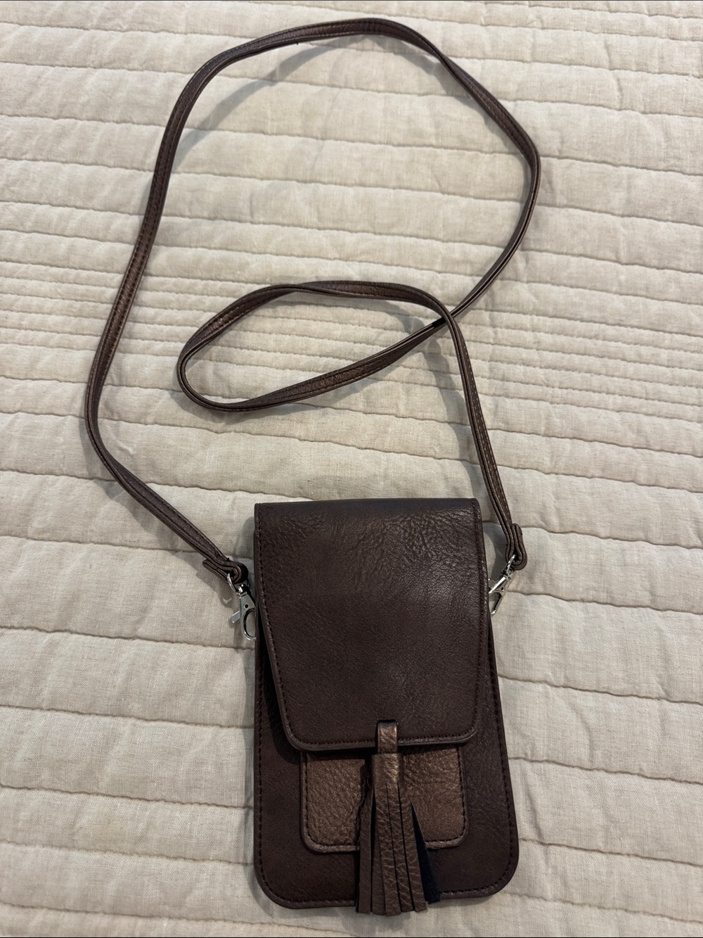 Everyday Brown Crossbody Phone Bag with Tassel